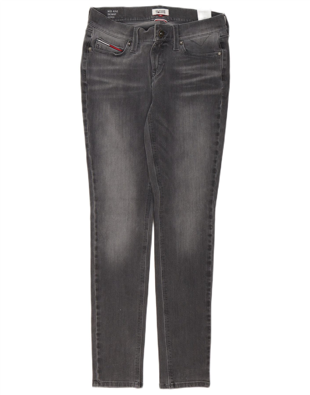 TOMMY HILFIGER Damen Nora Mid Rise Skinny Jeans W30 L32 Graue Baumwolle