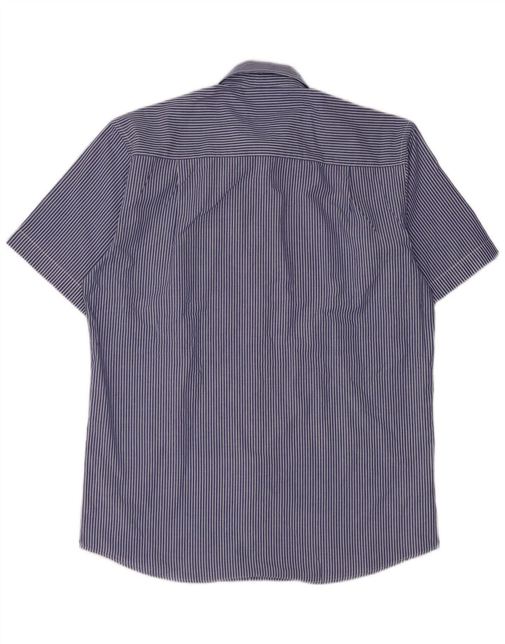 Pierre Cardin Herren-Kurzarmhemd mit normaler Passform, Mittelblau mit Nadelstreifen