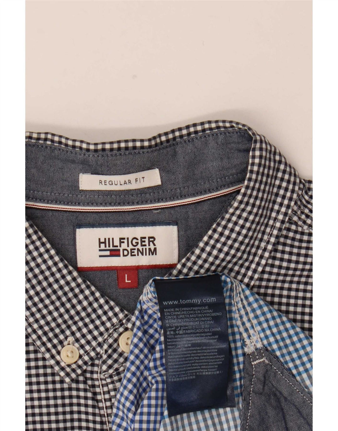 Tommy Hilfiger Herren-Hemd mit normaler Passform, große blaue Gingham-Baumwolle