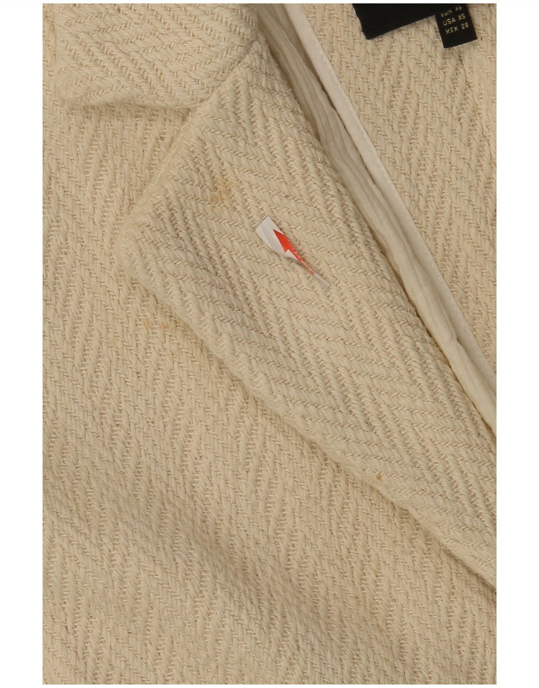 Massimo Dutti Damen 3/4-Ärmel offener Mantel UK 6 XS Off White Herringbone