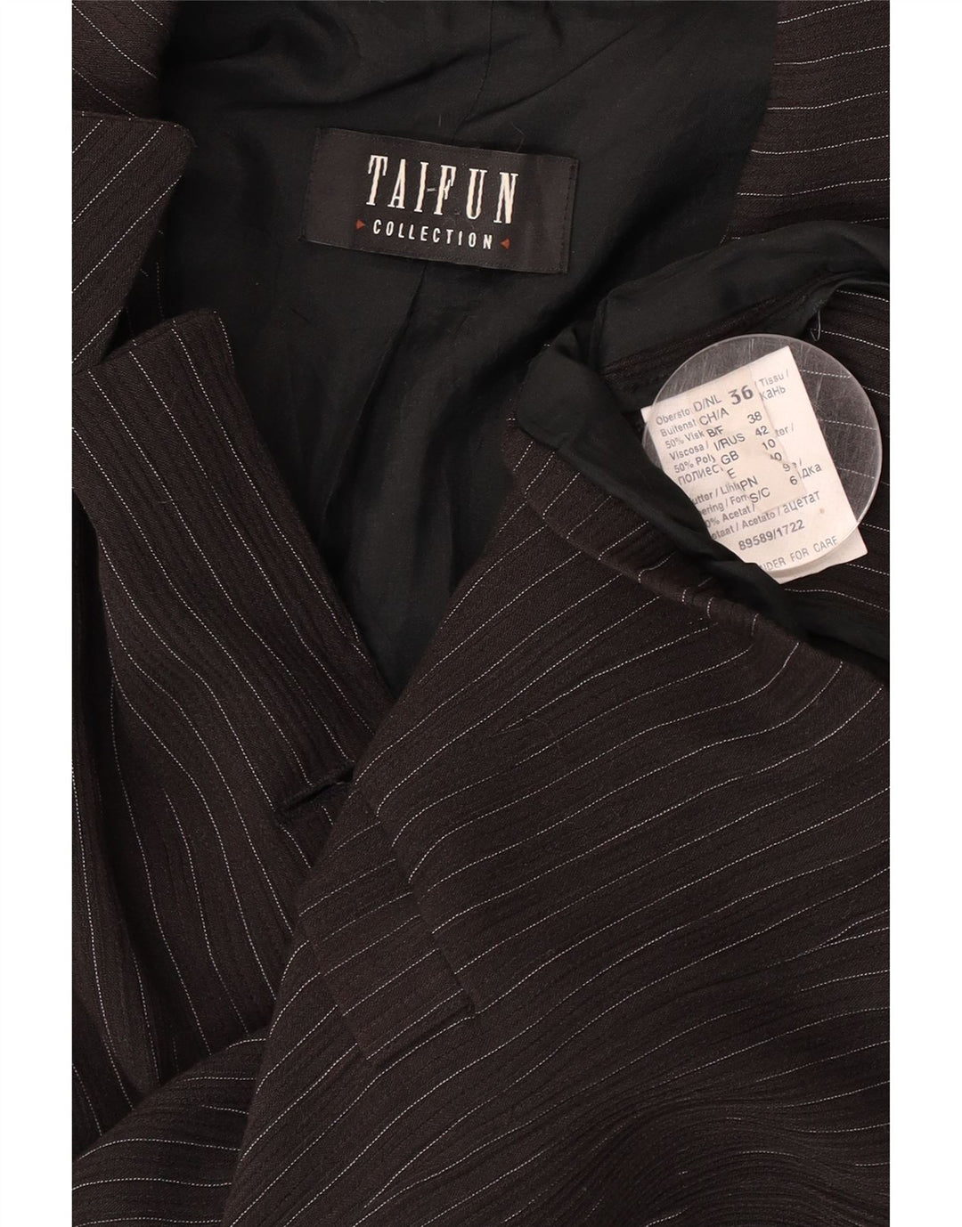 Taifun Damen-Blazerjacke mit 4 Knöpfen, Gr. 10, Braun, Nadelstreifen-Viskose