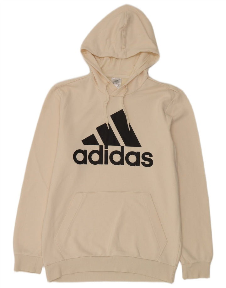 Adidas Herren Grafik-Hoodie-Pullover aus mittelweißer Baumwolle