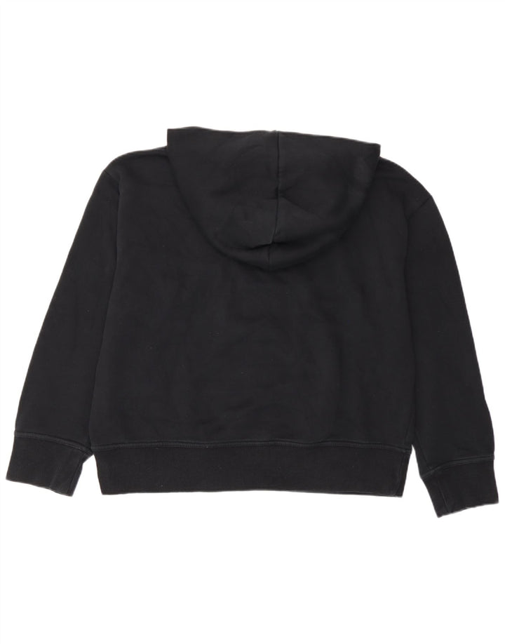 Zara Damen Übergroßer Kapuzenpullover UK 14 Mittelschwarze Baumwolle