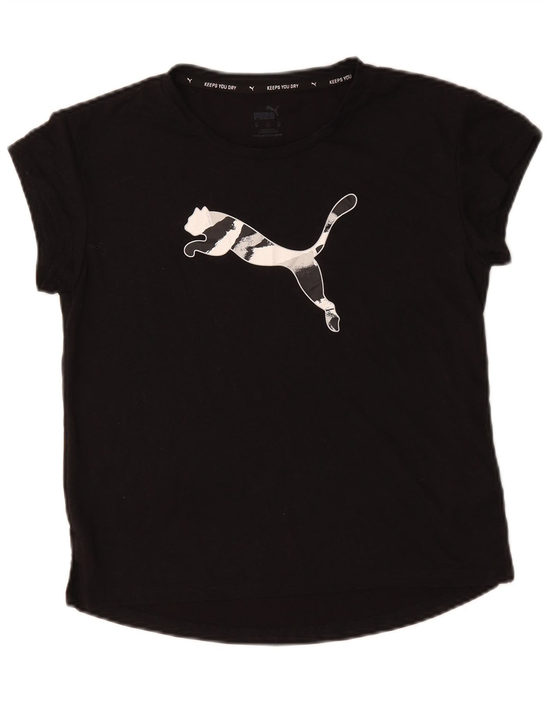 Puma Damen Übergroßes Grafik-T-Shirt-Oberteil UK 6 XS Schwarz Polyester