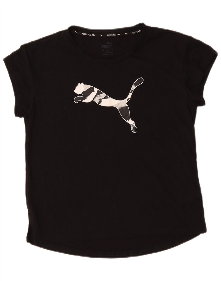 Puma Damen Übergroßes Grafik-T-Shirt-Oberteil UK 6 XS Schwarz Polyester