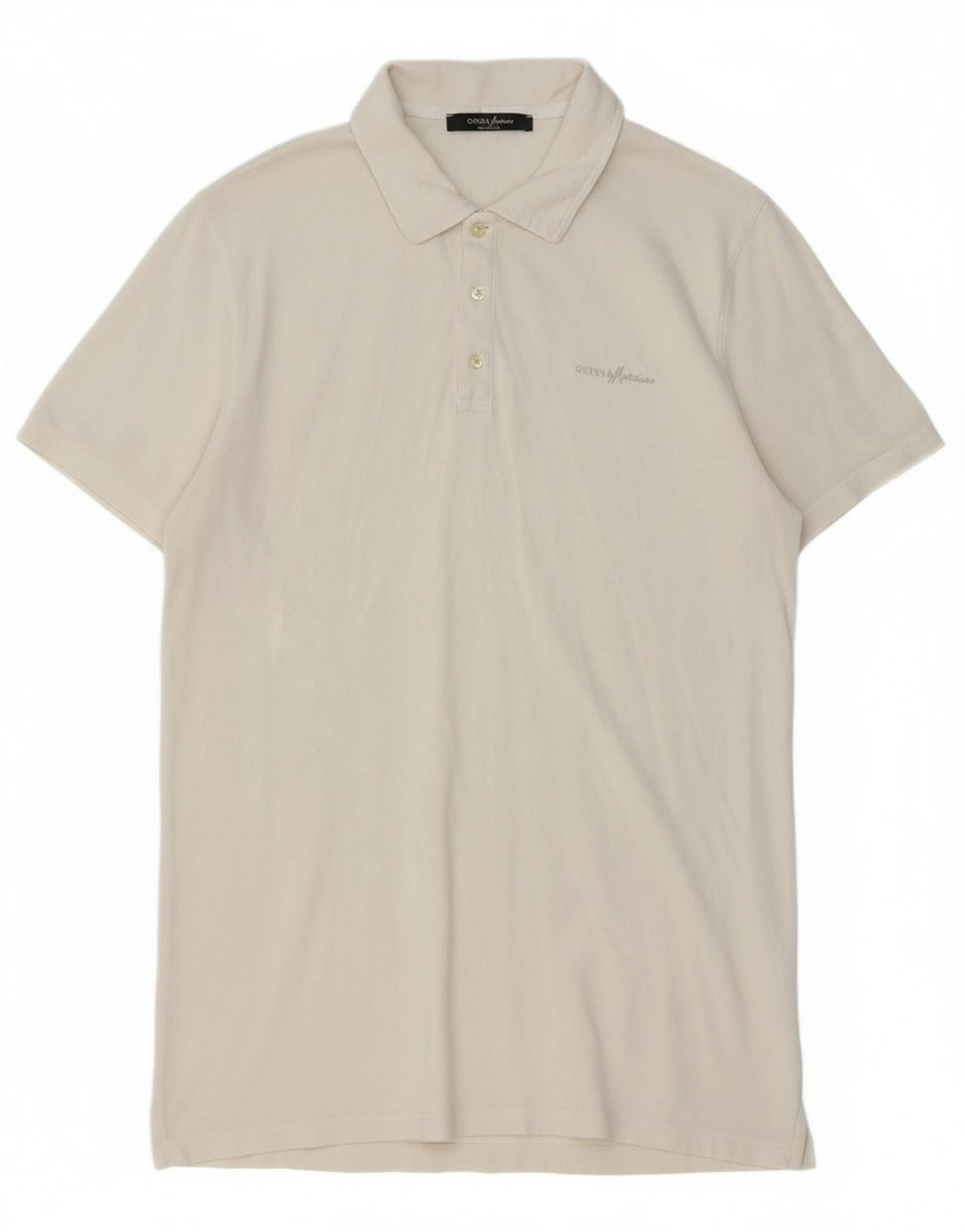 GUESS Mens Polo Shirt Large White Cotton