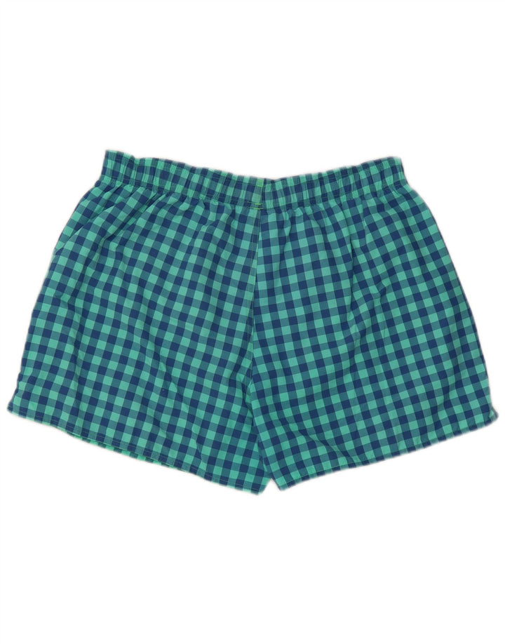 Adidas Herren-Badeshorts, groß, türkisfarbenes Gingham-Nylon