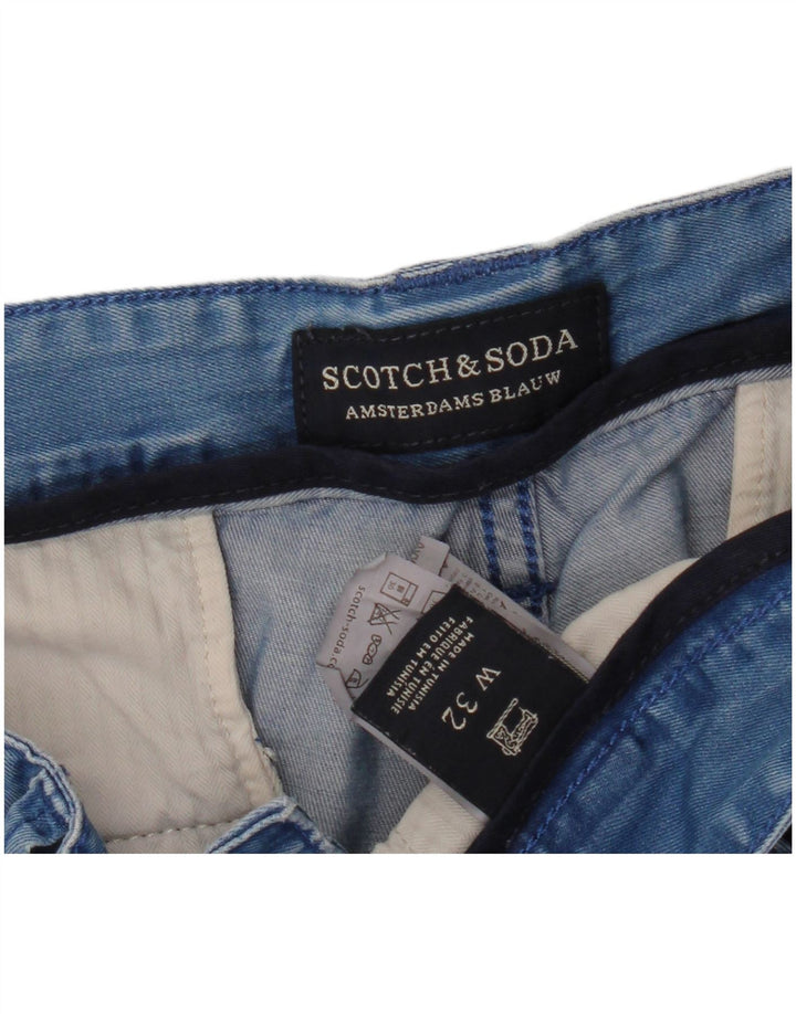Scotch & Soda Herren Jeansshorts W32 mittelblaue Baumwolle