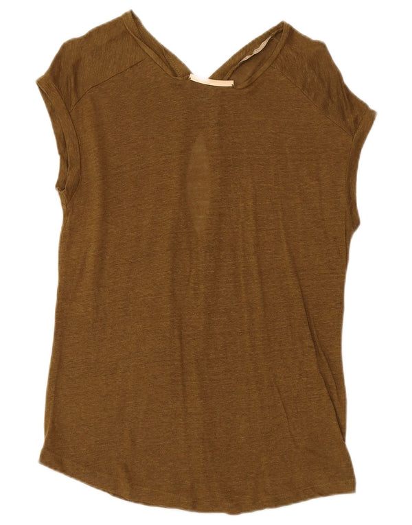 Zara Damen Bluse Top UK 10 Small Khaki