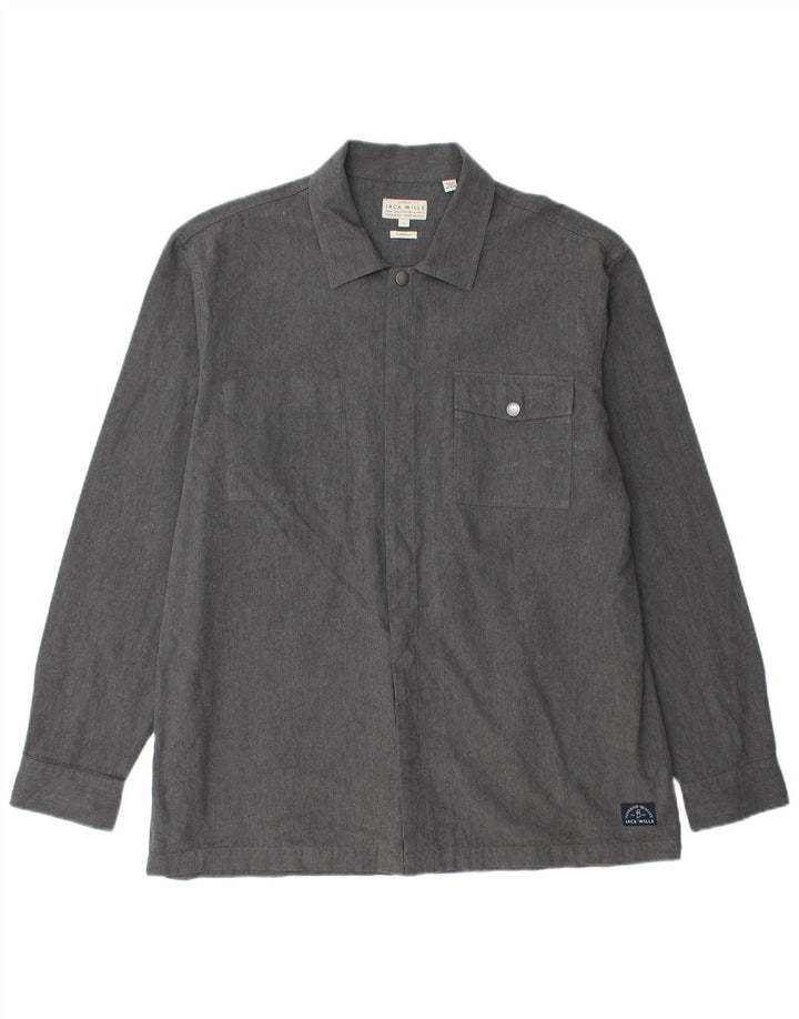 Jack Wills Herren-Overshirt-Hemd, große graue Baumwolle