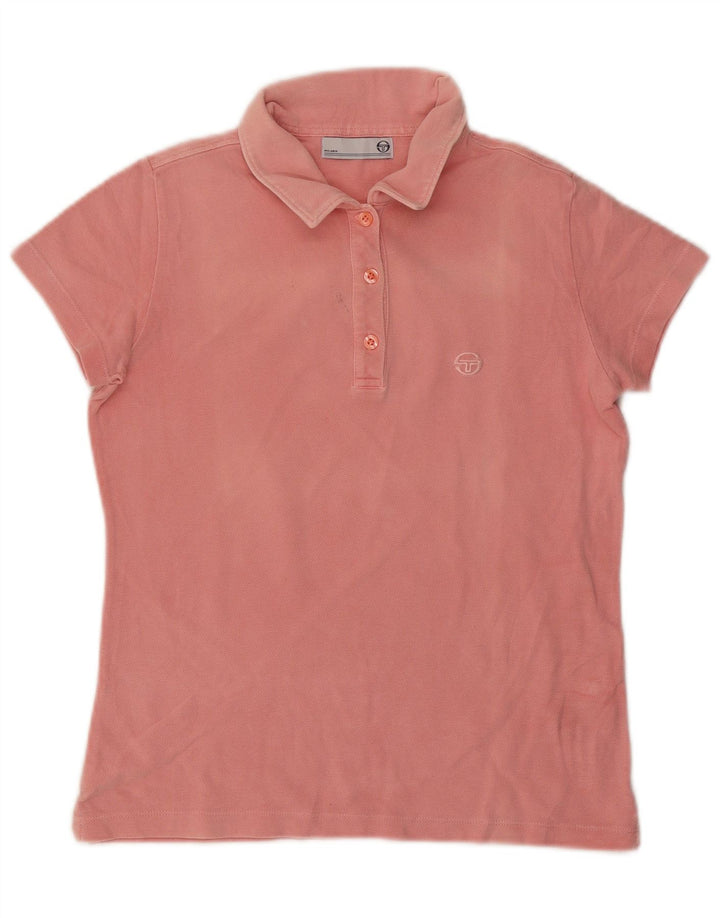 SERGIO TACCHINI Damen Poloshirt UK 12 Mittelrosa Baumwolle