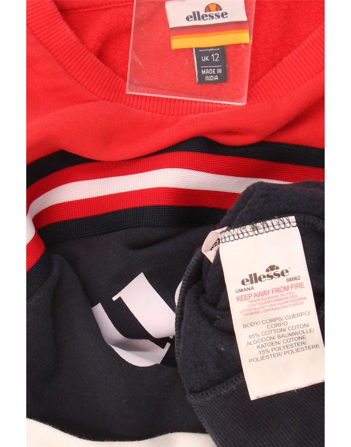 ELLESSE Womens Crop Sweatshirt Jumper UK 12 Medium Multicoloured Vintage Ellesse and Second-Hand Ellesse from Messina Hembry 
