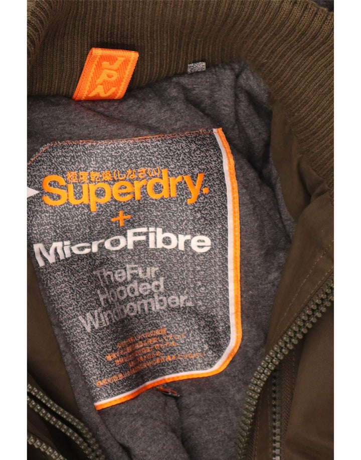 Superdry Herren Windbomber Bomberjacke mit Kapuze UK 34 XS Khaki Polyester