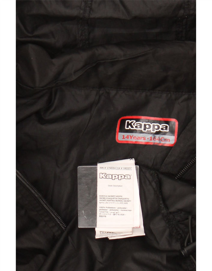 Kappa Jungen-Windbreakerjacke mit Kapuze, 13–14 Jahre, schwarzes Polyester