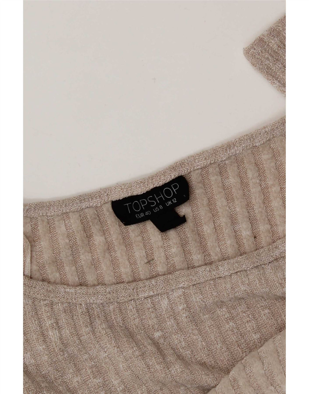 Topshop Damen Crop Oversized Top Langarm UK 12 Mittelbeige meliert