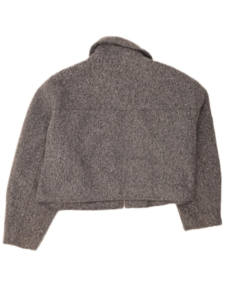 Zara Damen Crop Bomberjacke UK 20 2XL Grau Polyester
