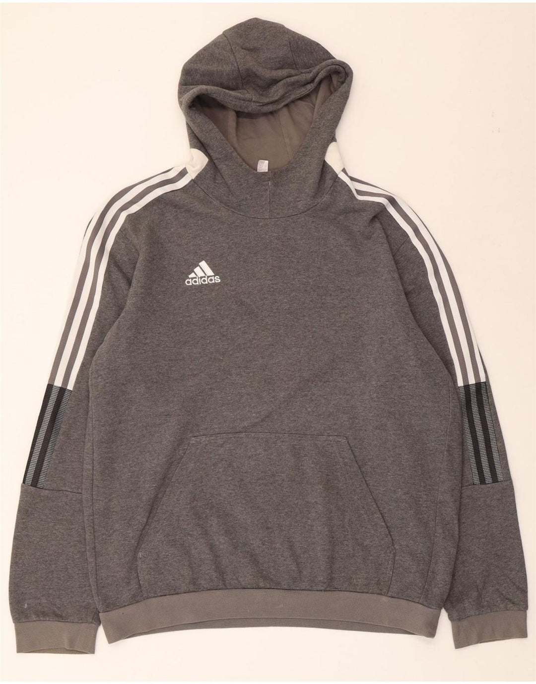 ADIDAS Herren Kapuzenpullover, groß, grau gefleckte Baumwolle
