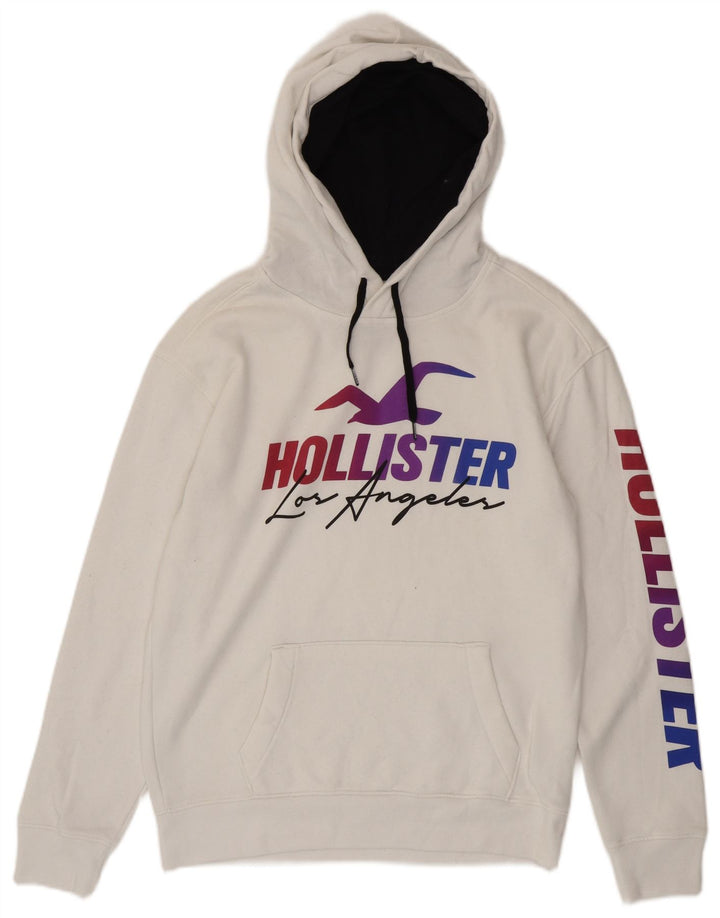 HOLLISTER Herren-Kapuzenpullover mit Grafik, Größe S, weiße Baumwolle