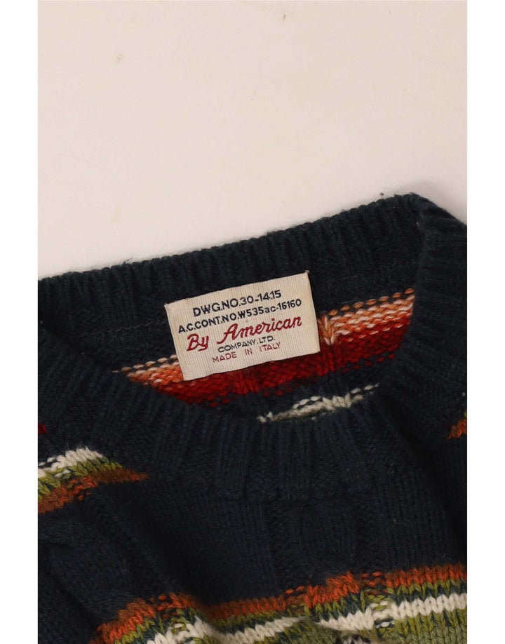 Vintage Herren Pullover mit Rundhalsausschnitt, mittelgroß, mehrfarbig gestreift