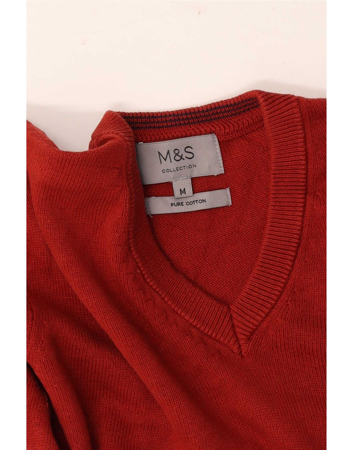 Marks & Spencer Herren-Pullover mit V-Ausschnitt, Mittelrot