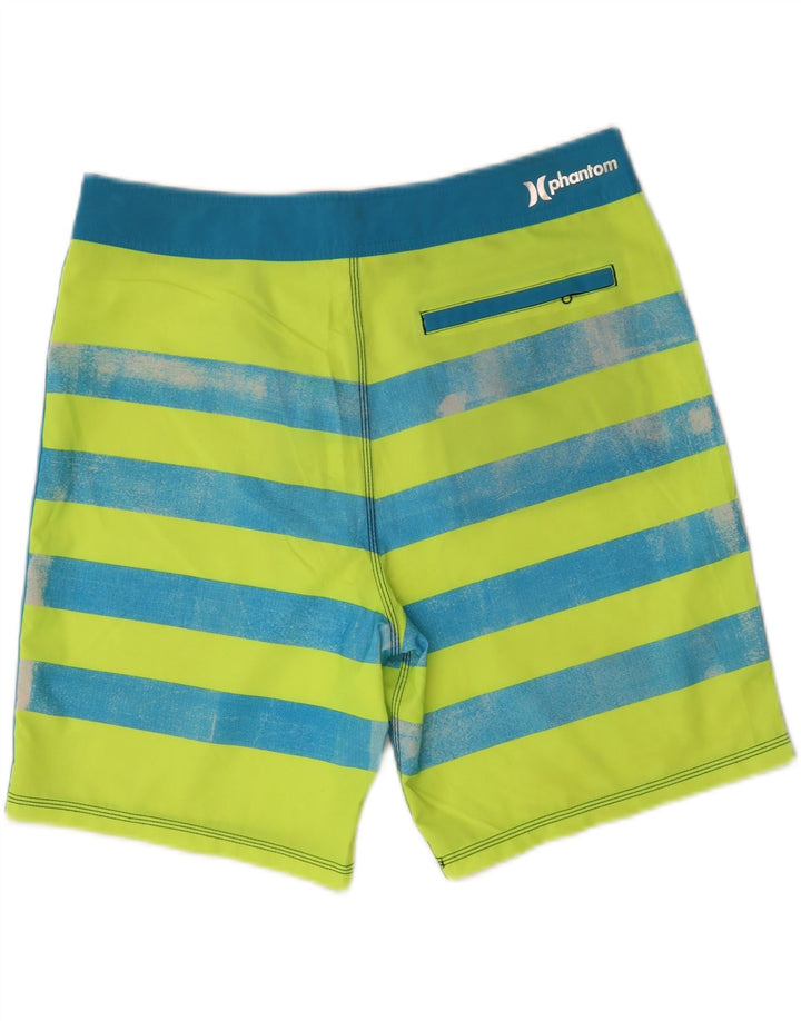 HURLEY Mens Phantom Swimming Shorts Large  Green Striped Polyester Vintage Hurley and Second-Hand Hurley from Messina Hembry 