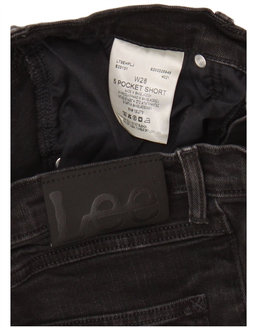 Lee Herren-Jeansshorts W28 Small aus schwarzer Baumwolle