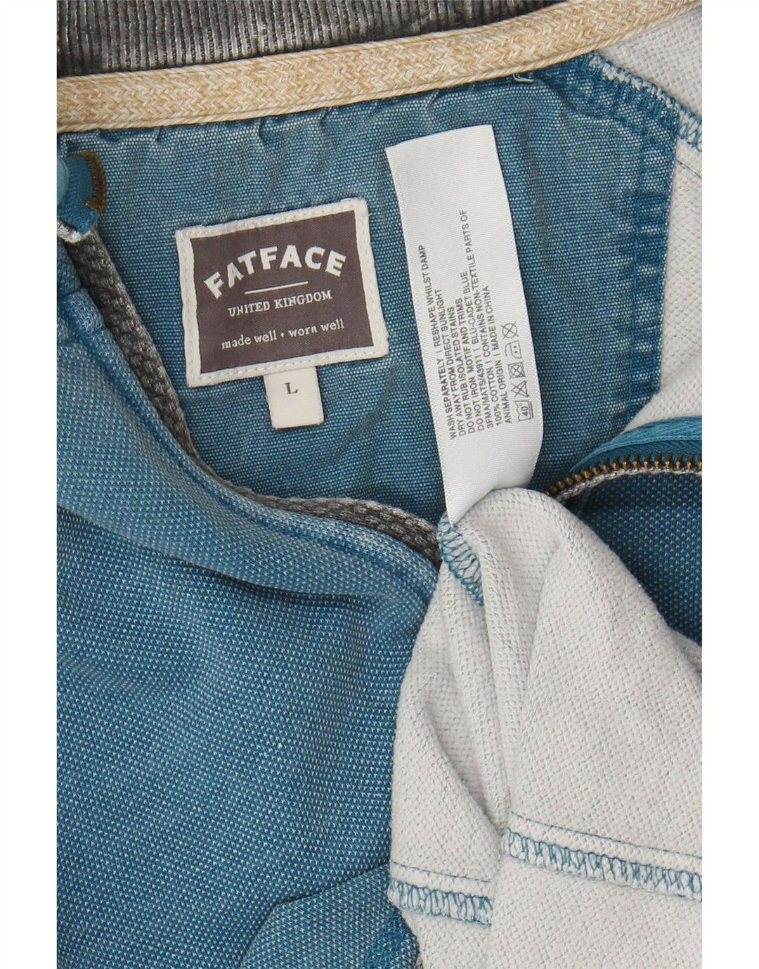 FAT FACE Herren-Sweatshirt mit Reißverschluss am Hals, groß, aus blauer Baumwolle