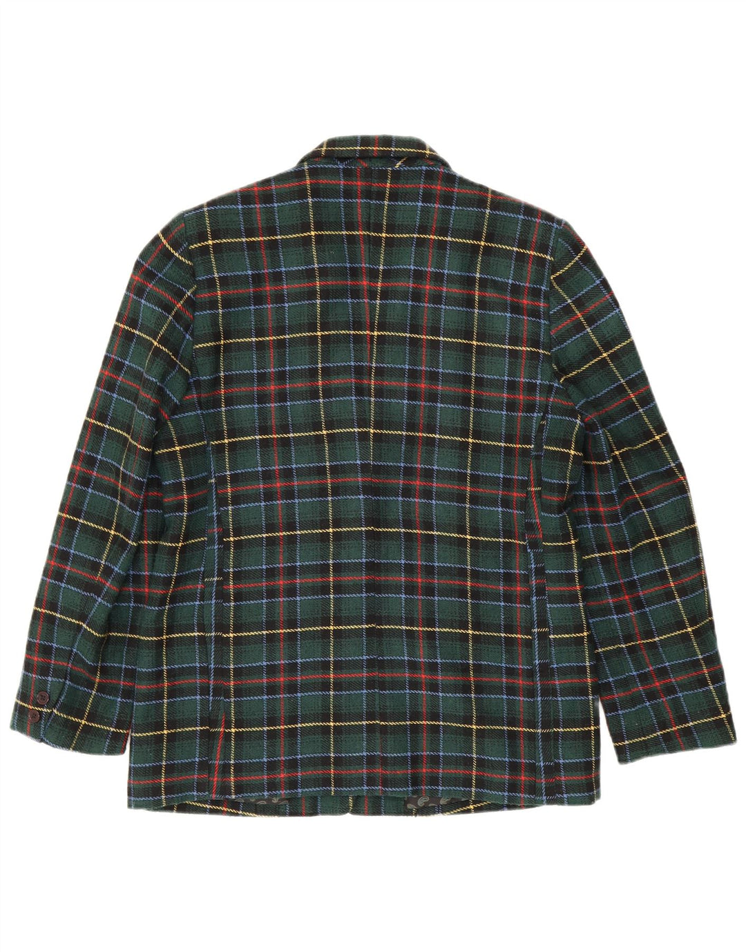 Vintage Damen 3-Knopf-Blazerjacke IT 48 XL grün kariertes Polyester