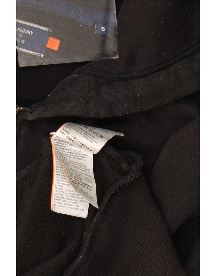 Superdry Herren-Kapuzenpullover mit Reißverschluss, Größe S, schwarze Baumwolle