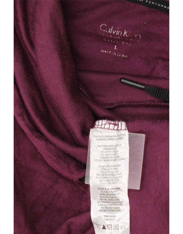 Calvin Klein Damen Velours-Sweatshirt-Pullover UK 16 Large Kastanienbraunes Polyester