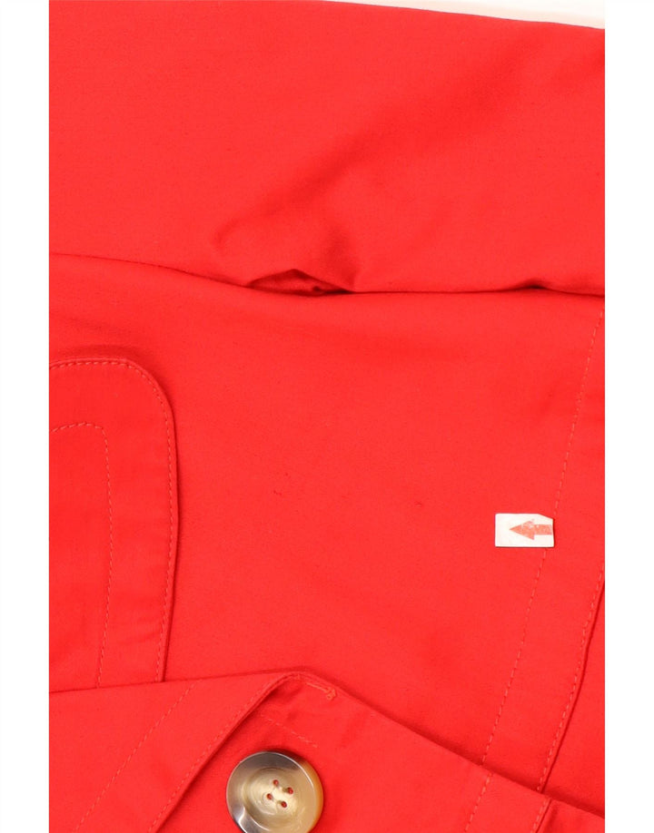 Zara Damen Kurzer Pea Coat UK 14 Mittelrote Baumwolle
