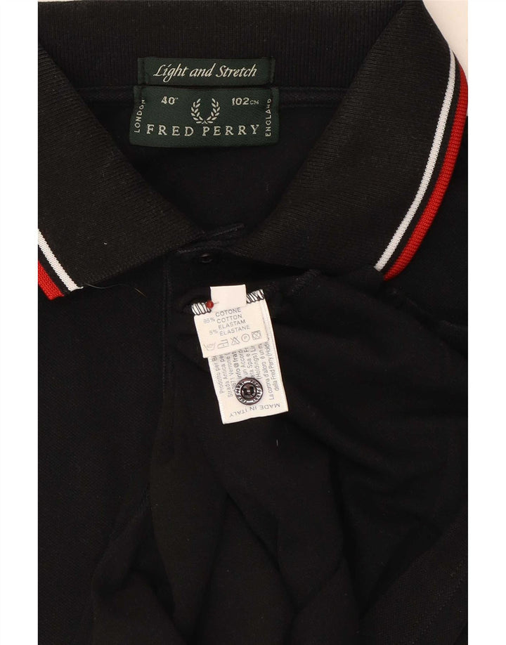 Fred Perry Herren-Poloshirt, klein, schwarz, gestreift, Baumwolle