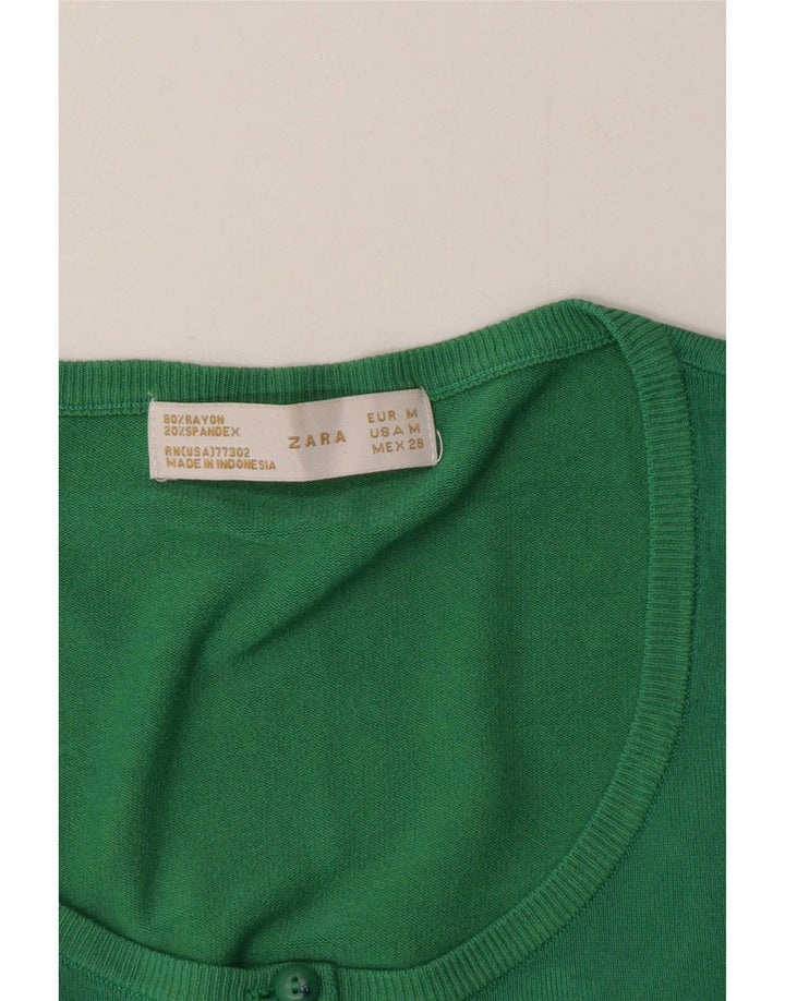 Zara Damen-Cardigan-Pullover UK 12 Mittelgrüner Rayon