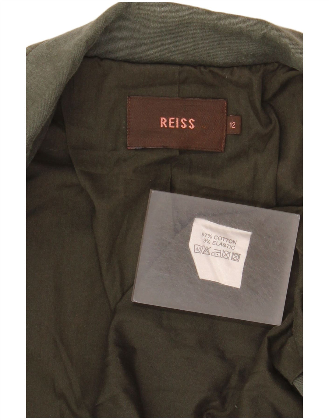 Reiss Damen-Blazerjacke mit 1 Knopf, UK 12, mittelgrüne Baumwolle