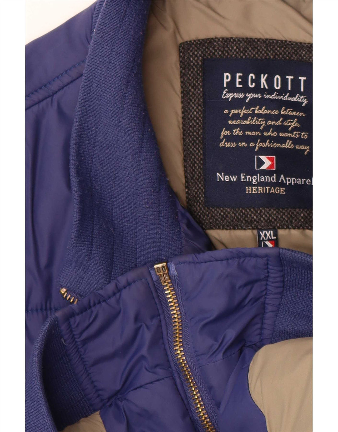 Peckott Herren Wattierte Jacke UK 44 2XL Marineblau Polyamid