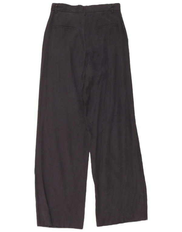 Zara Womens High Waist Wide Leg Chino Trousers Medium W28 L32 Navy Blue