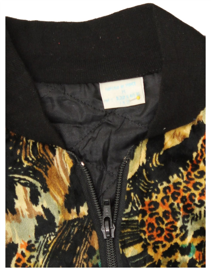Vintage Damen Bomberjacke UK 14 Medium Mehrfarbiger Tierdruck