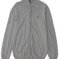 CREW CLOTHING Herren-Strickjacke aus mittelgrauer Baumwolle