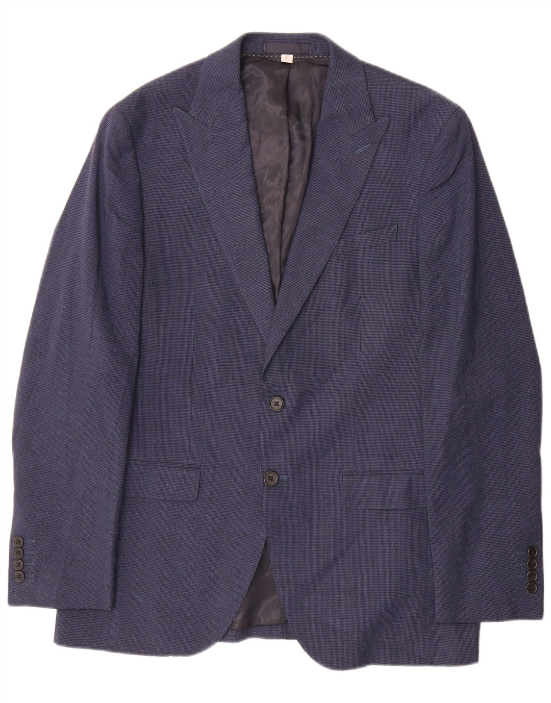 Marks & Spencer Herren-Blazer mit 2 Knöpfen, UK 38, Mittelblau mit Hahnentrittmuster