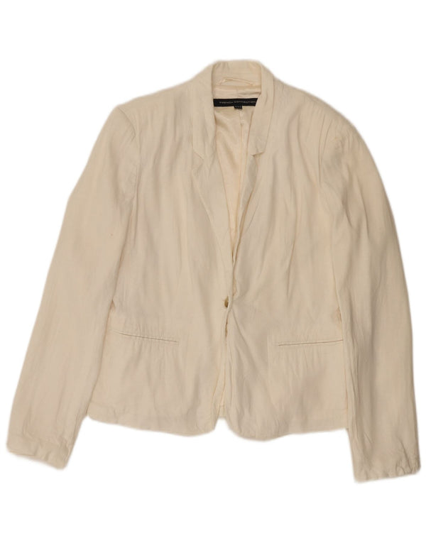 French Connection Damen-Blazer mit 1 Knopf, UK 12, mittelweißes Leinen
