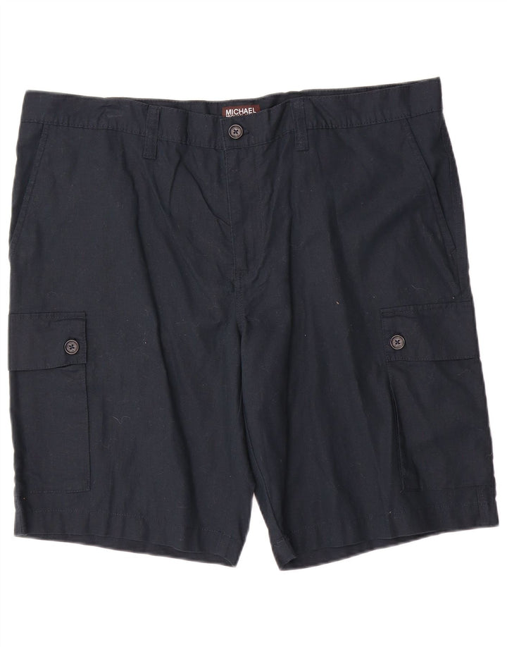 Michael Kors Herren Cargoshorts W40 XL Marineblaues Leinen