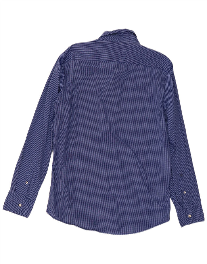 BENETTON Herrenhemd, groß, blau kariert, Baumwolle