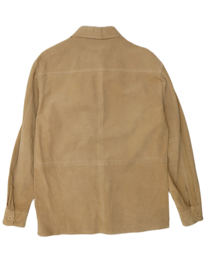 Benetton Herren Wildlederhemd Mittelbeiges Leder