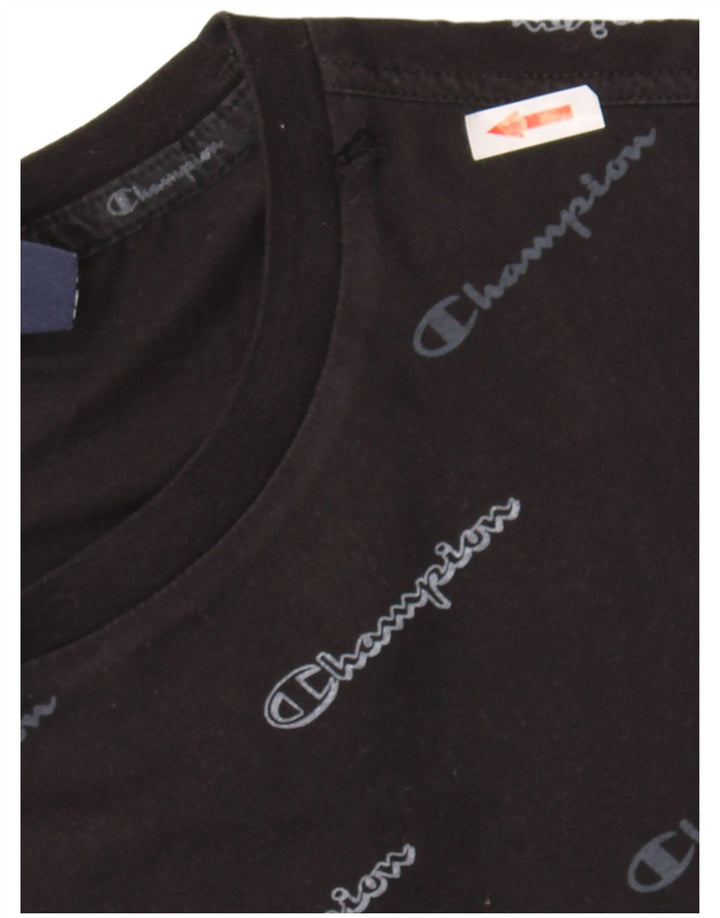 Champion Herren-T-Shirt mit Grafik, Größe S, schwarze Baumwolle