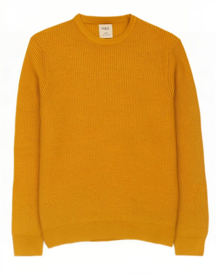 Marks & Spencer Herren-Pullover mit Rundhalsausschnitt, Mittelgelb, Polyamid