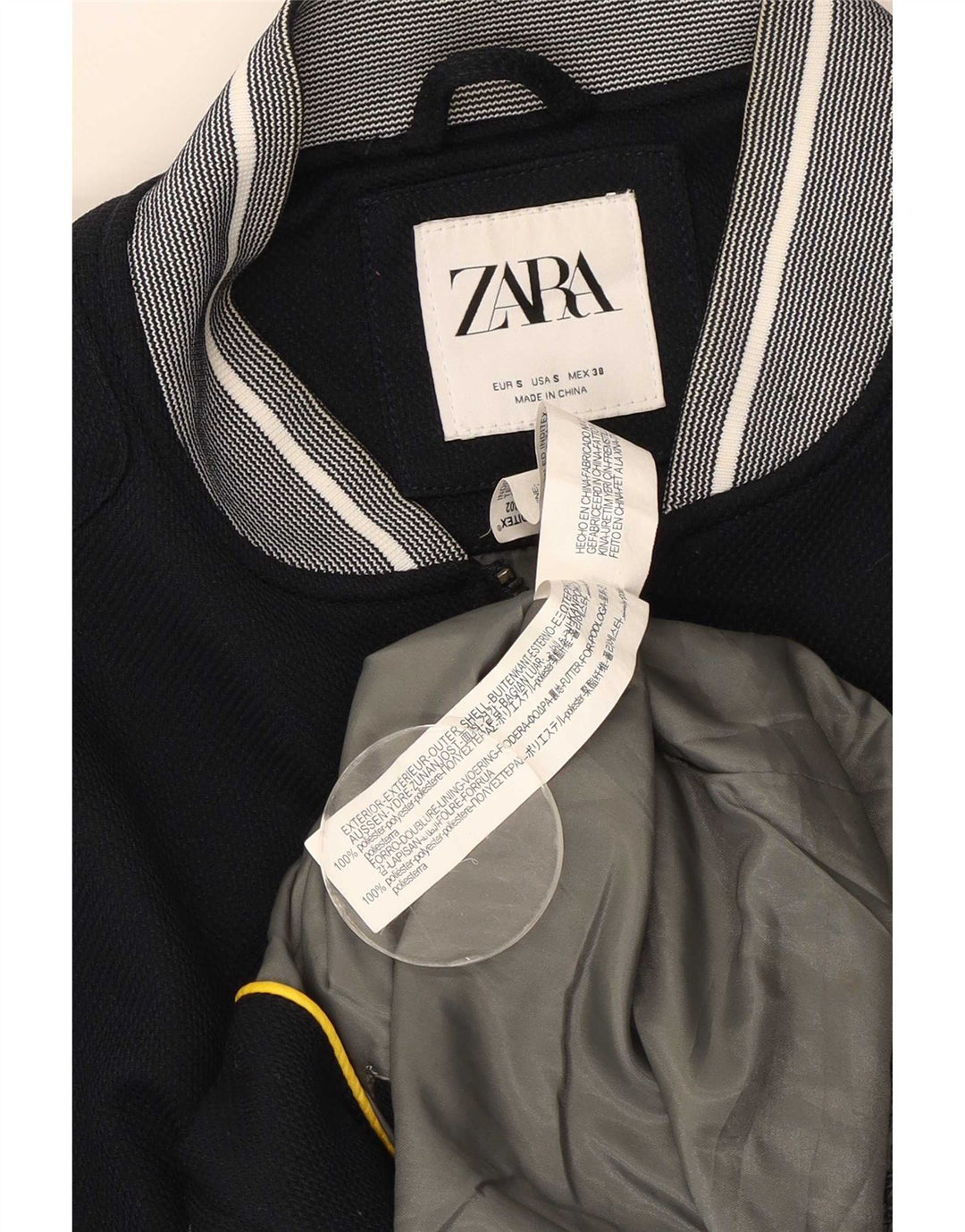 Zara Herren Bomberjacke UK 36 Small Marineblau Polyester