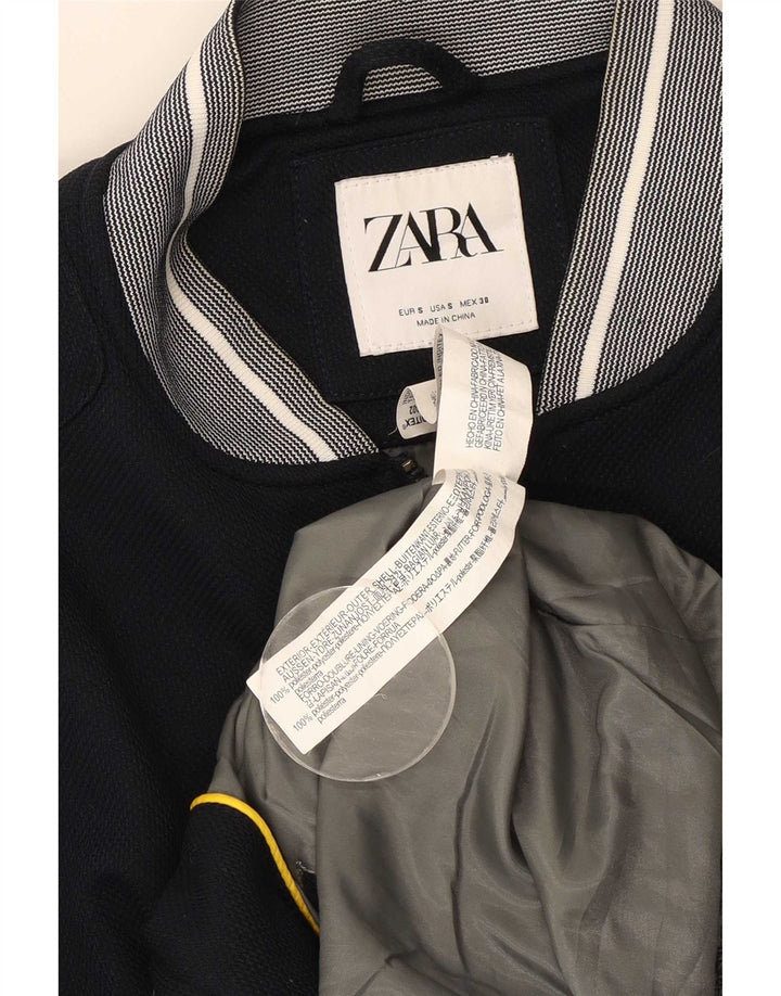 Zara Herren Bomberjacke UK 36 Small Marineblau Polyester