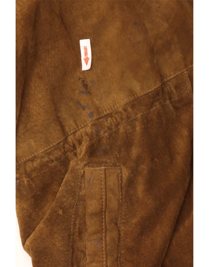 Vintage Damen Übergroßer Kapuzen-Wildledermantel EU 44 XL Beige