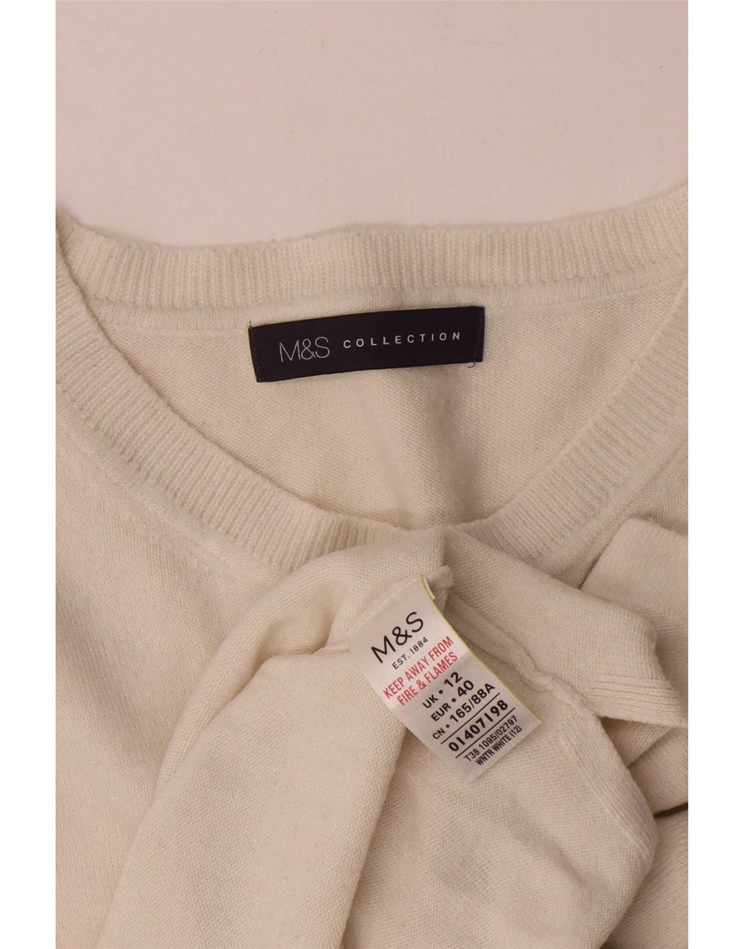 Marks & Spencer Damen-Pullover mit Rundhalsausschnitt, UK 12, Mittelweiß, Acryl
