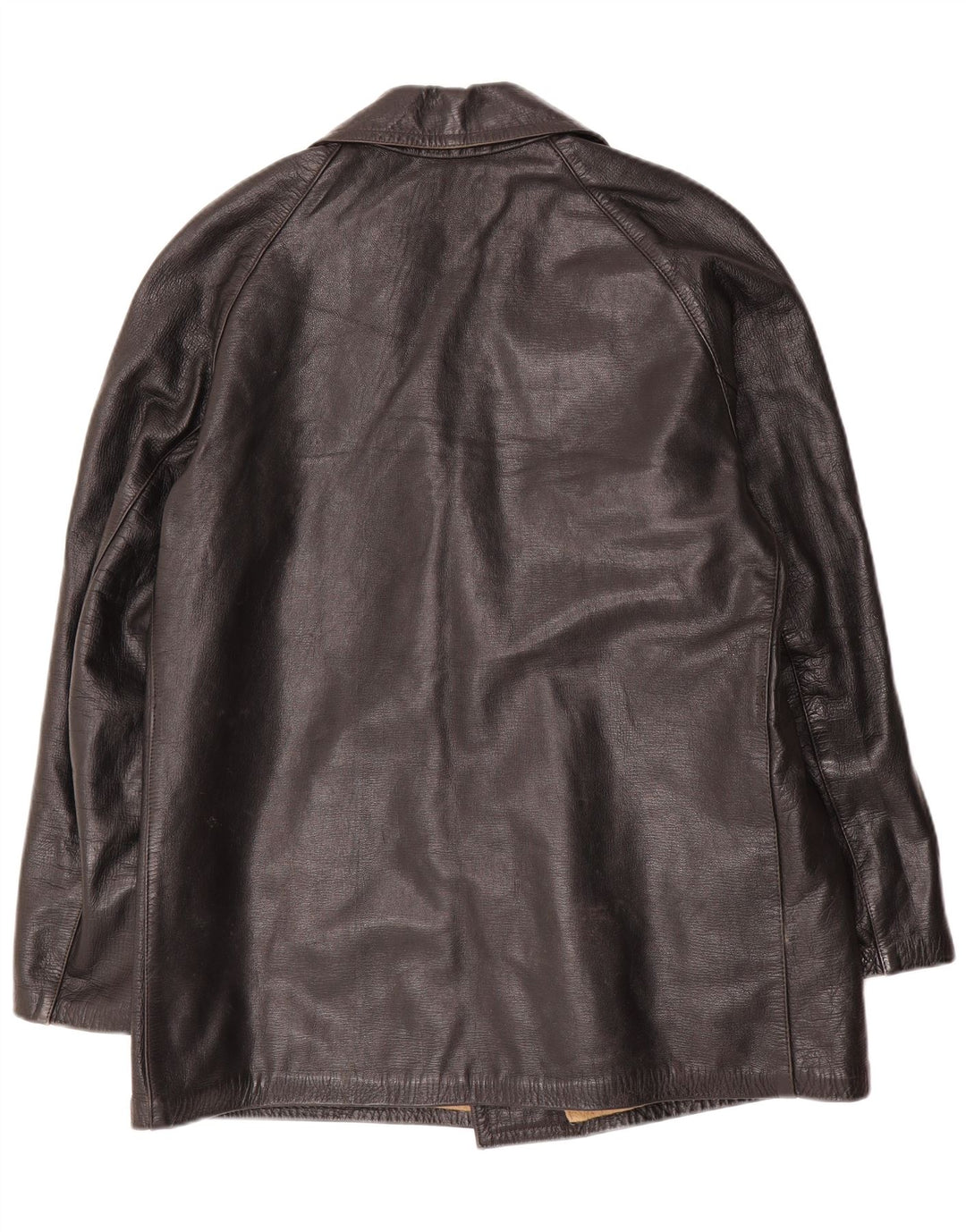 Vintage Herren Zweireihige Lederjacke UK 38 Medium Schwarz